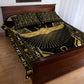 Egypt Winged Sun Quilt Bed Set Ancient Mythology Golden Ankh
