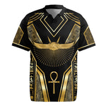 Egypt Winged Sun Rugby Jersey Ancient Mythology Golden Ankh