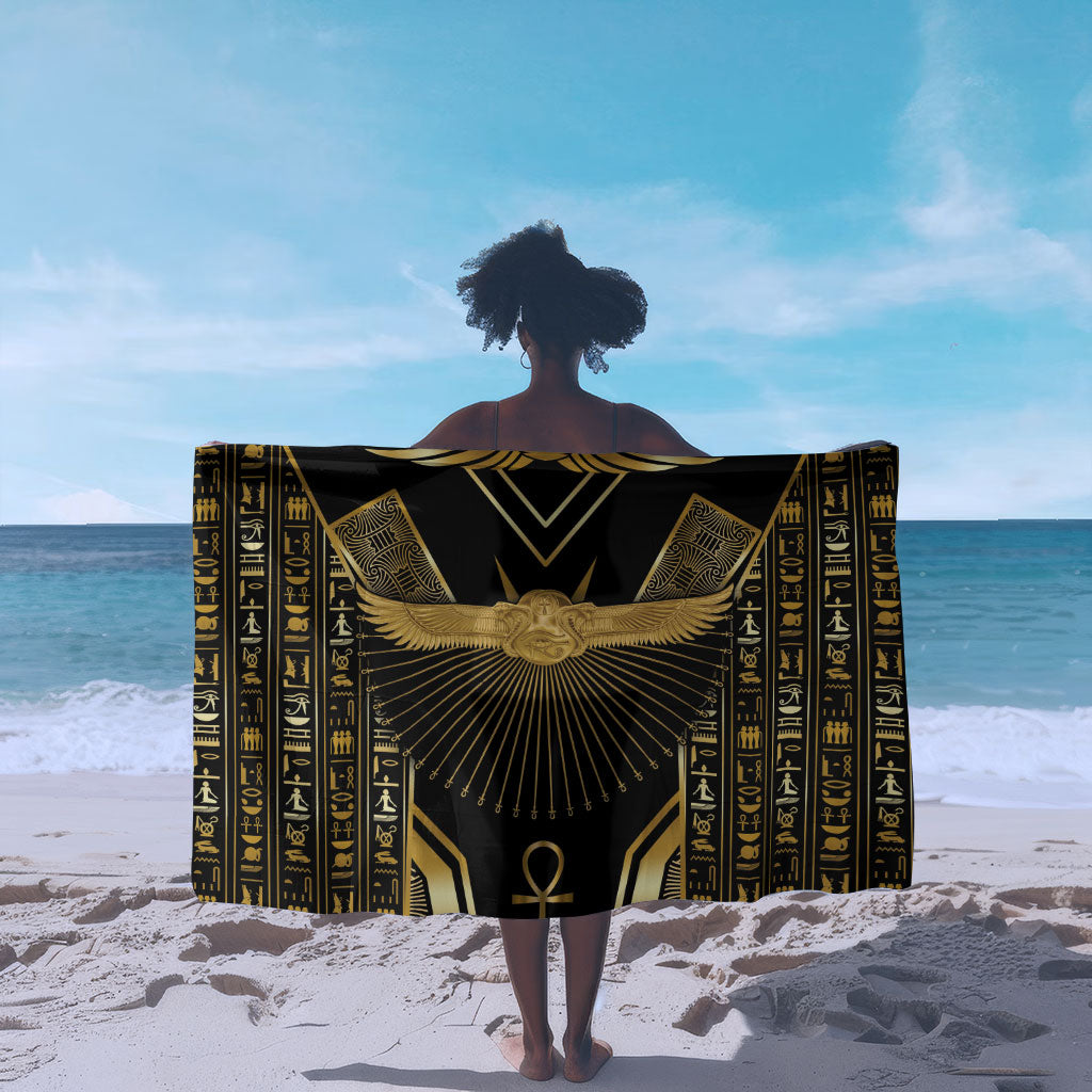 Egypt Winged Sun Sarong Ancient Mythology Golden Ankh
