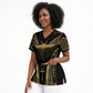 Egypt Winged Sun Scrub Top Ancient Mythology Golden Ankh