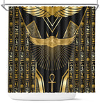 Egypt Winged Sun Shower Curtain Ancient Mythology Golden Ankh