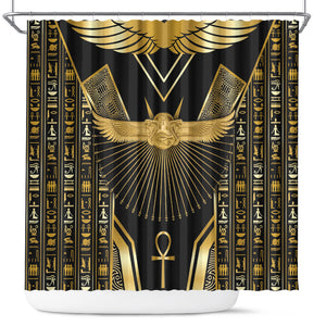 Egypt Winged Sun Shower Curtain Ancient Mythology Golden Ankh