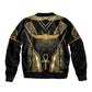 Egypt Winged Sun Sleeve Zip Bomber Jacket Ancient Mythology Golden Ankh