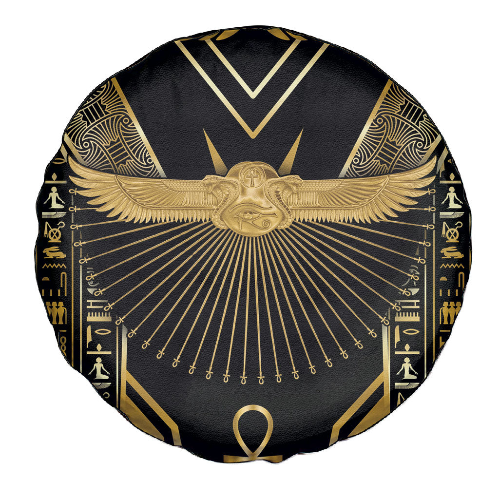 Egypt Winged Sun Spare Tire Cover Ancient Mythology Golden Ankh