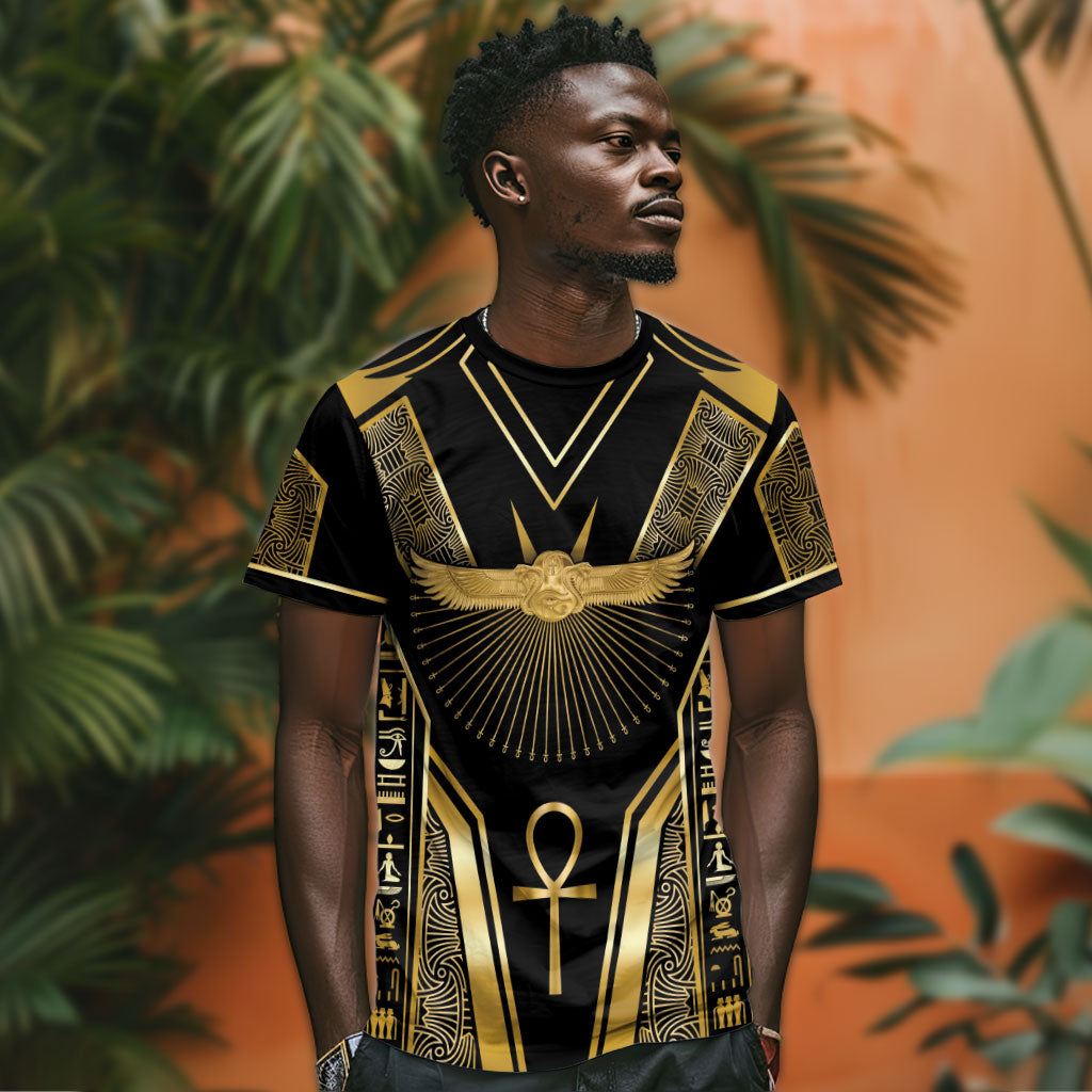 Egypt Winged Sun T shirt Ancient Mythology Golden Ankh