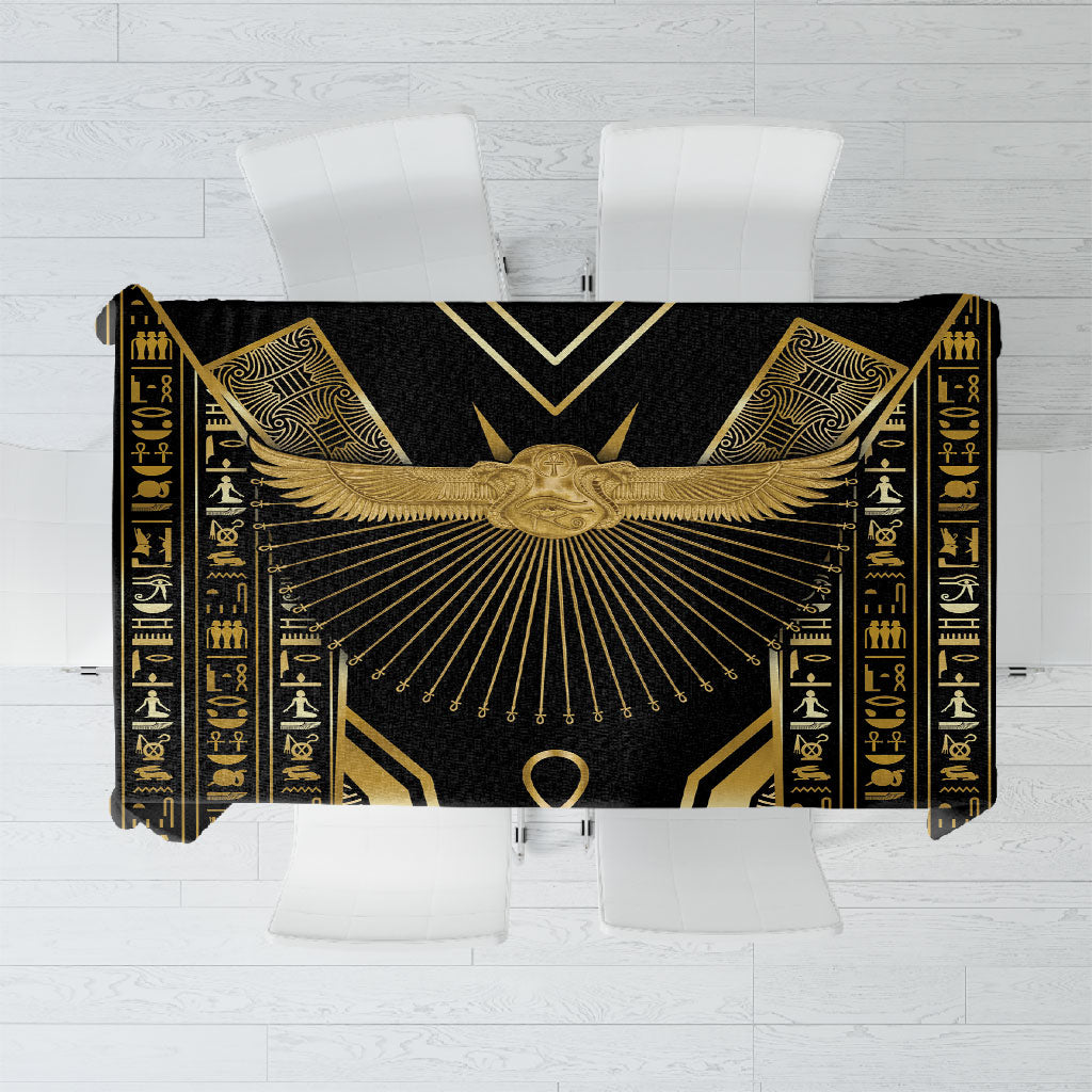 Egypt Winged Sun Tablecloth Ancient Mythology Golden Ankh