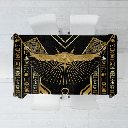 Egypt Winged Sun Tablecloth Ancient Mythology Golden Ankh