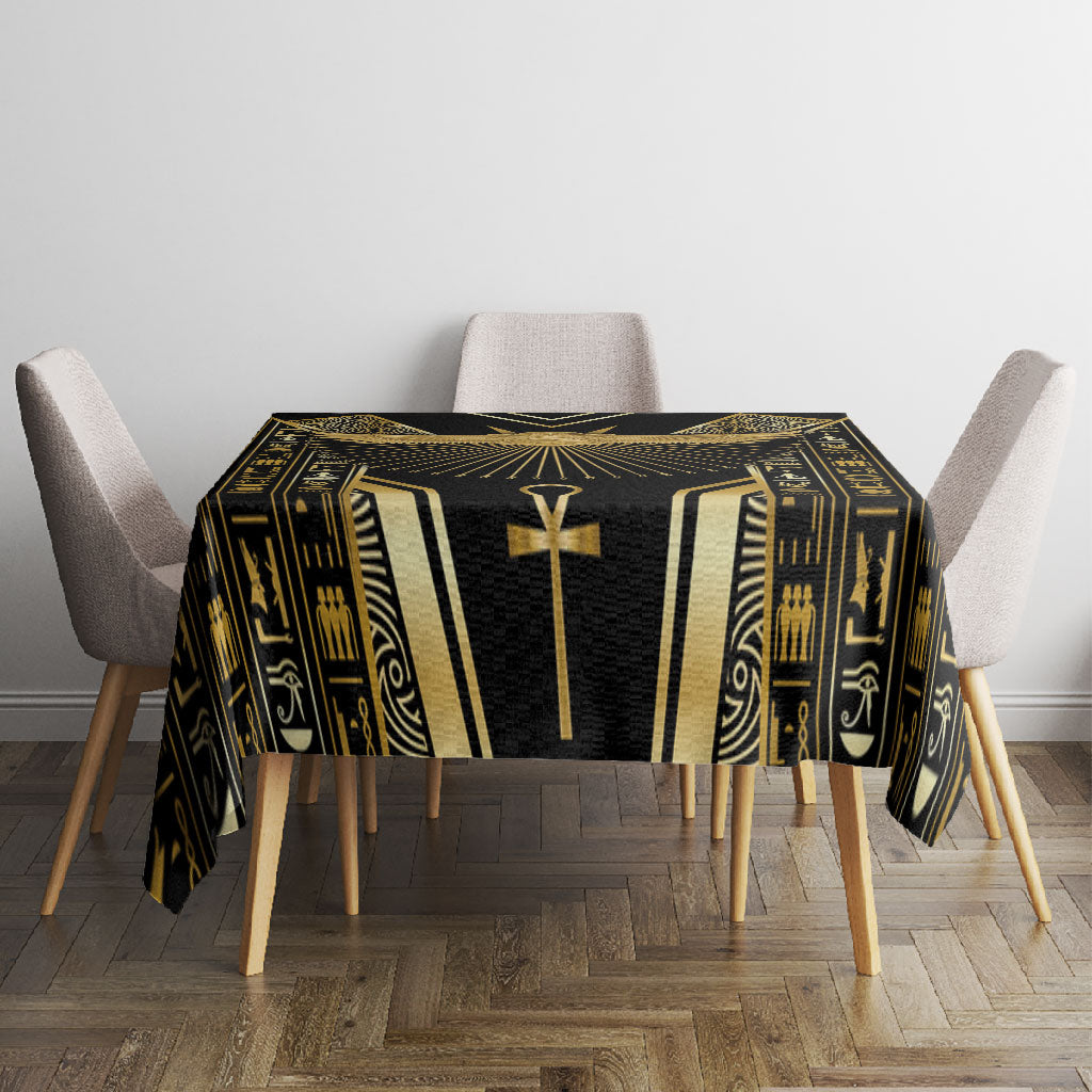 Egypt Winged Sun Tablecloth Ancient Mythology Golden Ankh