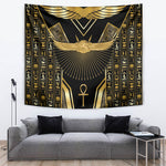 Egypt Winged Sun Tapestry Ancient Mythology Golden Ankh