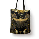 Egypt Winged Sun Tote Bag Ancient Mythology Golden Ankh