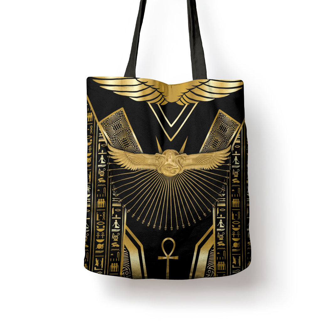 Egypt Winged Sun Tote Bag Ancient Mythology Golden Ankh