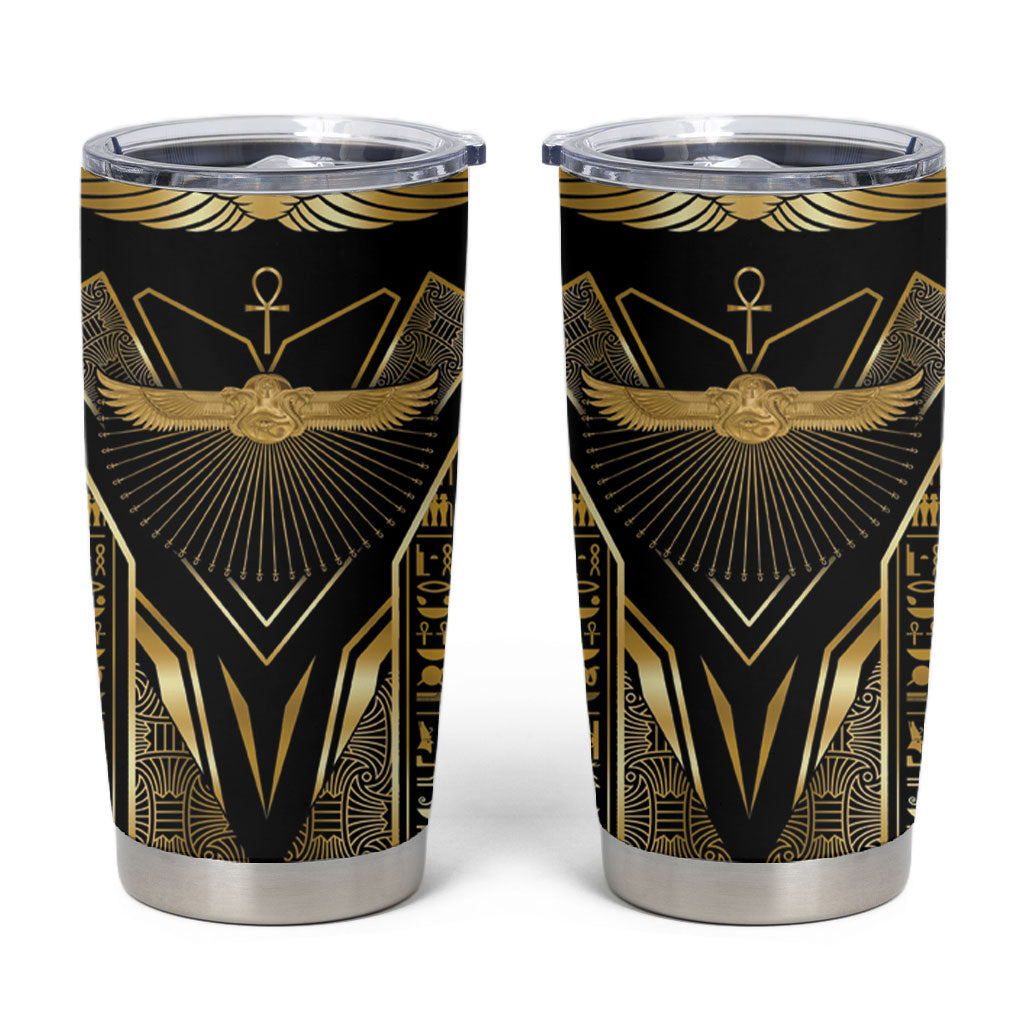 Egypt Winged Sun Tumbler Cup Ancient Mythology Golden Ankh