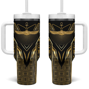 Egypt Winged Sun Tumbler With Handle Ancient Mythology Golden Ankh