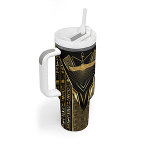 Egypt Winged Sun Tumbler With Handle Ancient Mythology Golden Ankh