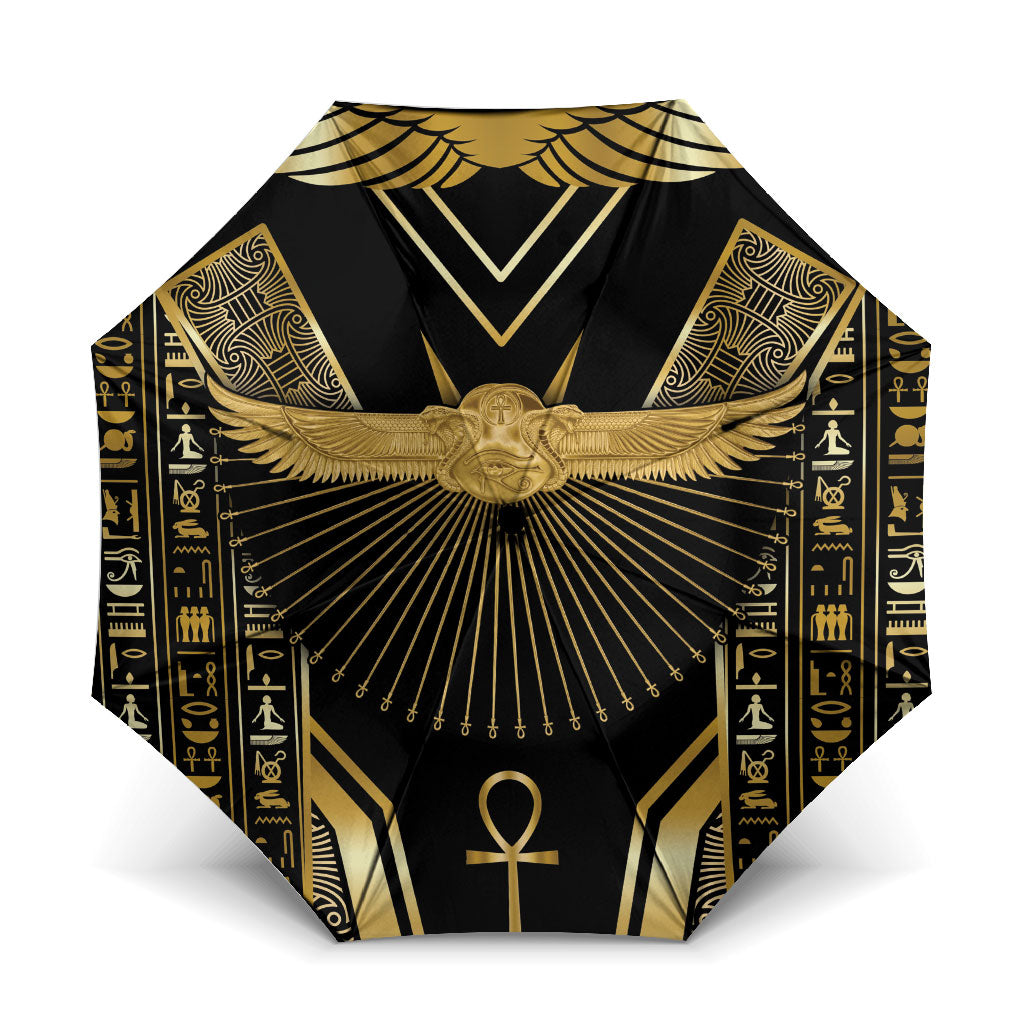 Egypt Winged Sun Umbrella Ancient Mythology Golden Ankh