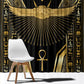 Egypt Winged Sun Window Curtain Ancient Mythology Golden Ankh