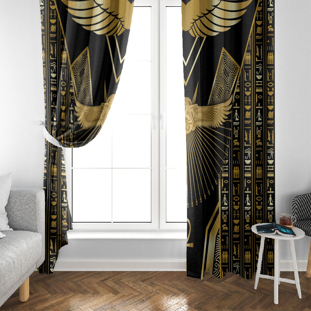 Egypt Winged Sun Window Curtain Ancient Mythology Golden Ankh