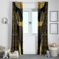 Egypt Winged Sun Window Curtain Ancient Mythology Golden Ankh