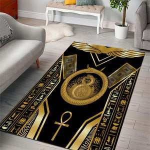 Egypt Ouroboros Area Rug Ancient Mythology Infinity Serpent Gold