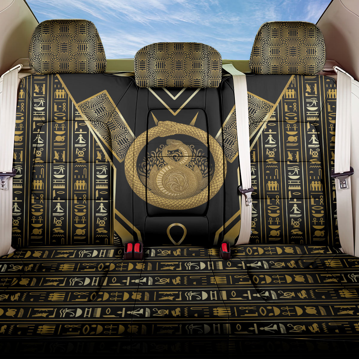 Egypt Ouroboros Back Car Seat Cover Ancient Mythology Infinity Serpent Gold