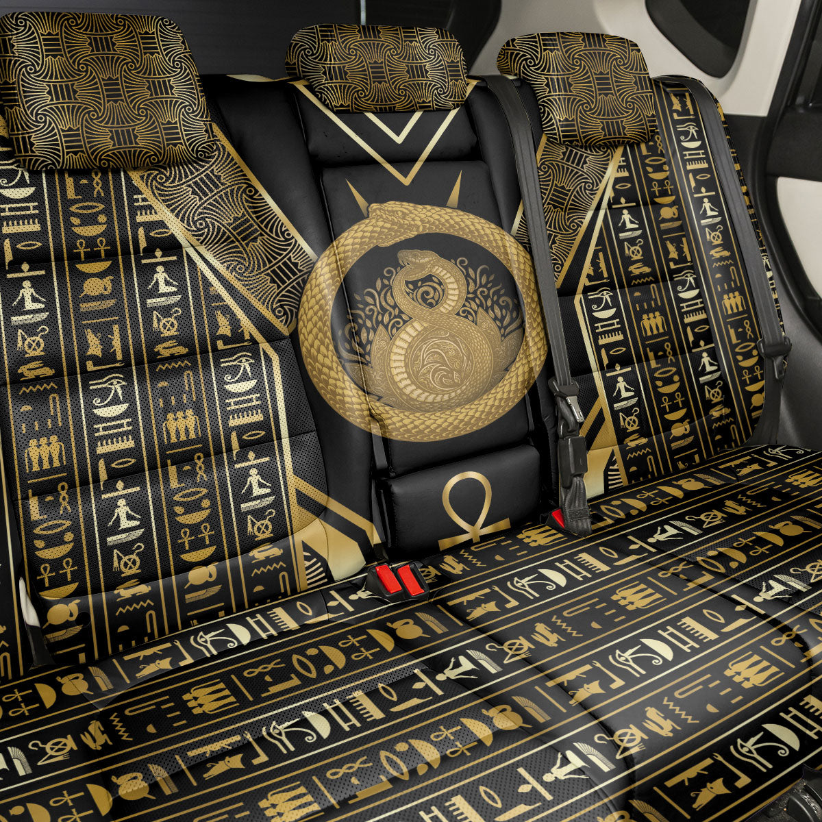 Egypt Ouroboros Back Car Seat Cover Ancient Mythology Infinity Serpent Gold