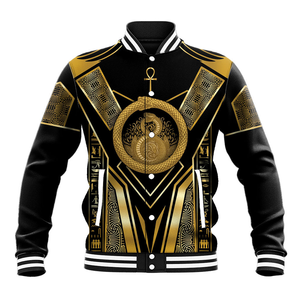Egypt Ouroboros Baseball Jacket Ancient Mythology Infinity Serpent Gold
