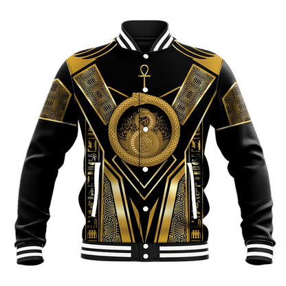 Egypt Ouroboros Baseball Jacket Ancient Mythology Infinity Serpent Gold