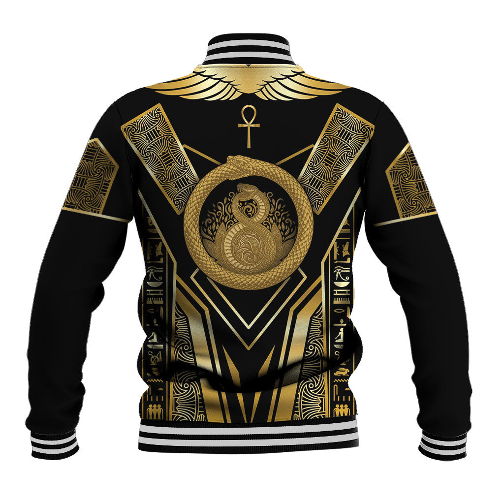 Egypt Ouroboros Baseball Jacket Ancient Mythology Infinity Serpent Gold