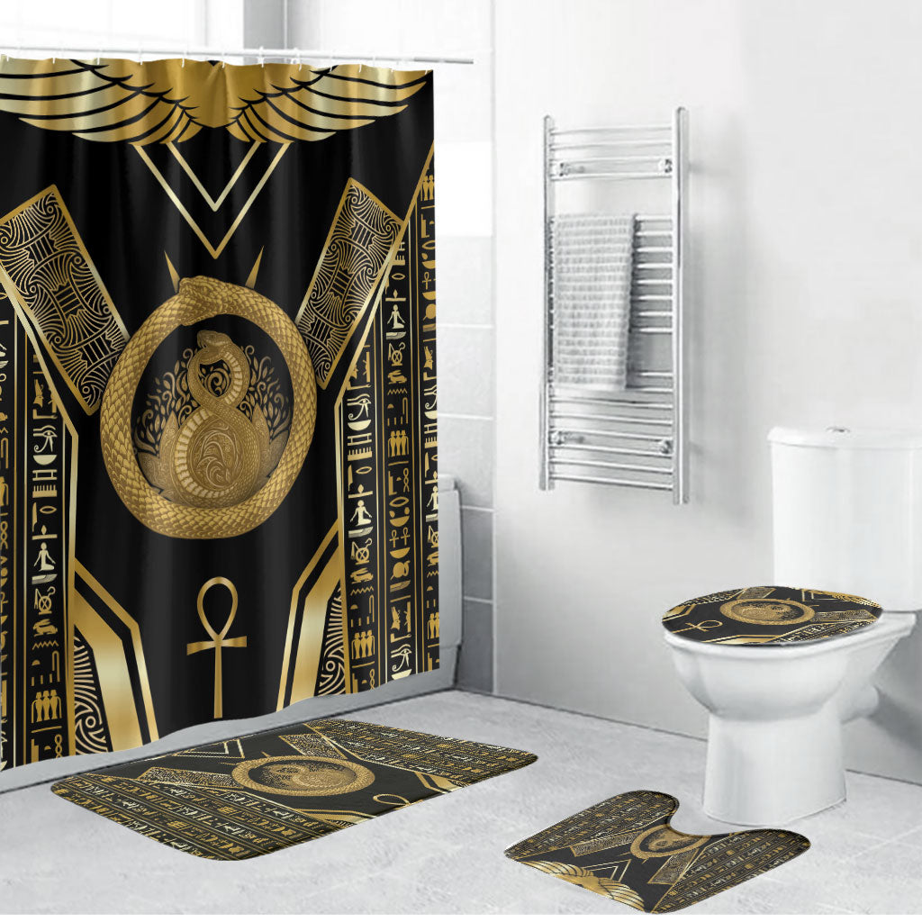 Egypt Ouroboros Bathroom Set Ancient Mythology Infinity Serpent Gold