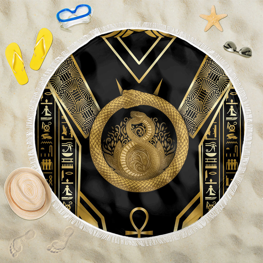 Egypt Ouroboros Beach Blanket Ancient Mythology Infinity Serpent Gold