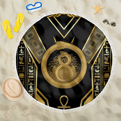 Egypt Ouroboros Beach Blanket Ancient Mythology Infinity Serpent Gold