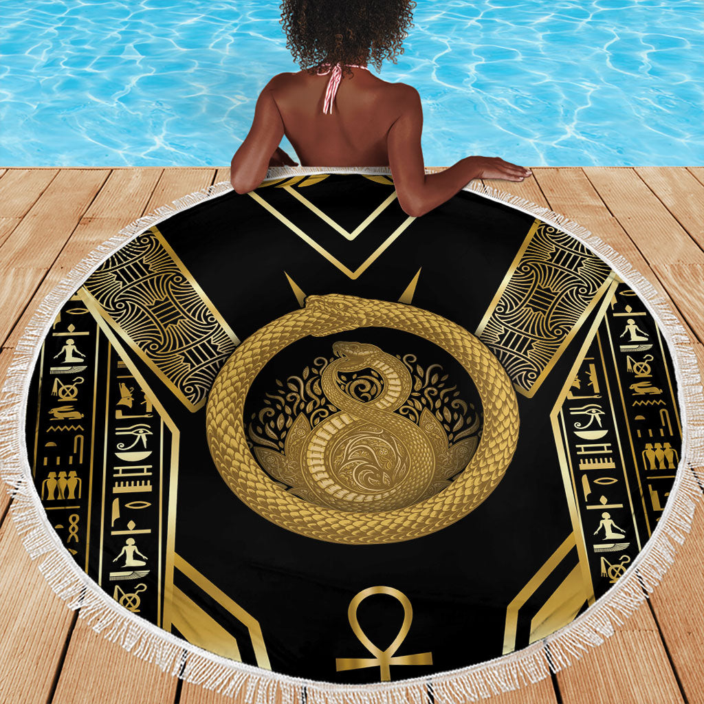 Egypt Ouroboros Beach Blanket Ancient Mythology Infinity Serpent Gold