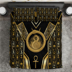 Egypt Ouroboros Bedding Set Ancient Mythology Infinity Serpent Gold
