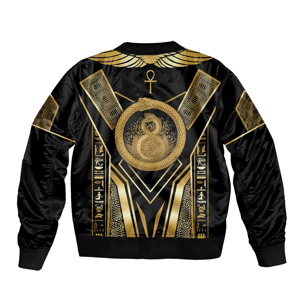 Egypt Ouroboros Bomber Jacket Ancient Mythology Infinity Serpent Gold