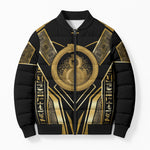 Egypt Ouroboros Bomber Puffer Jacket Ancient Mythology Infinity Serpent Gold