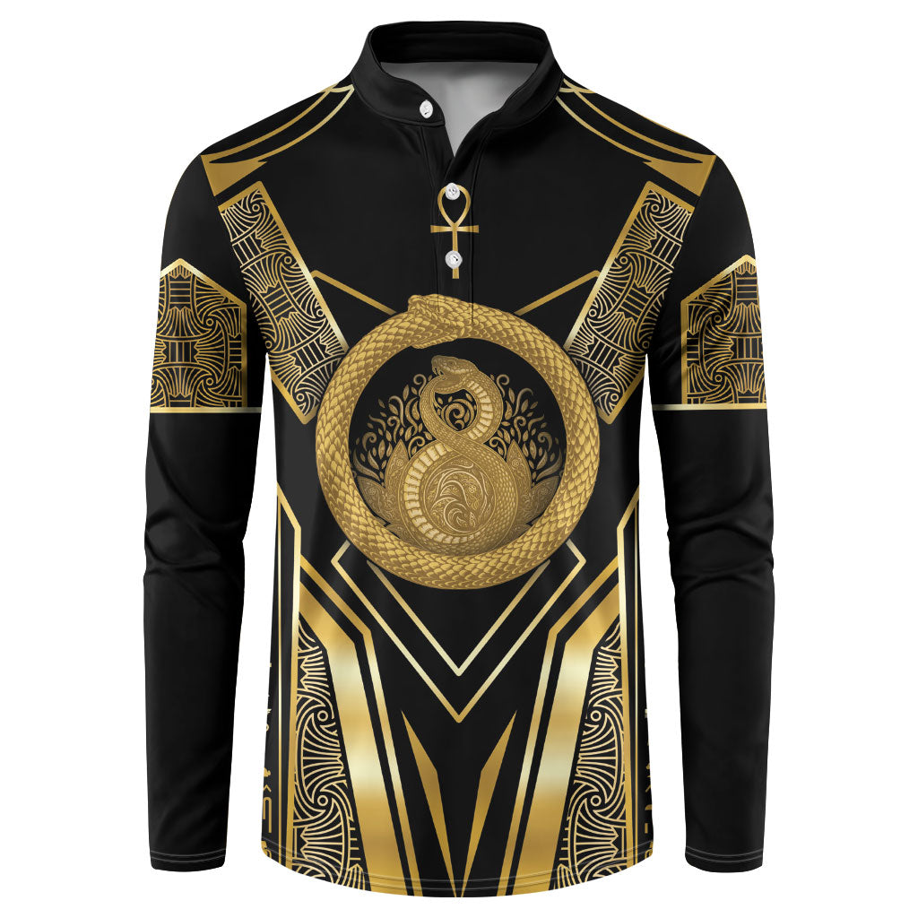 Egypt Ouroboros Button Sweatshirt Ancient Mythology Infinity Serpent Gold
