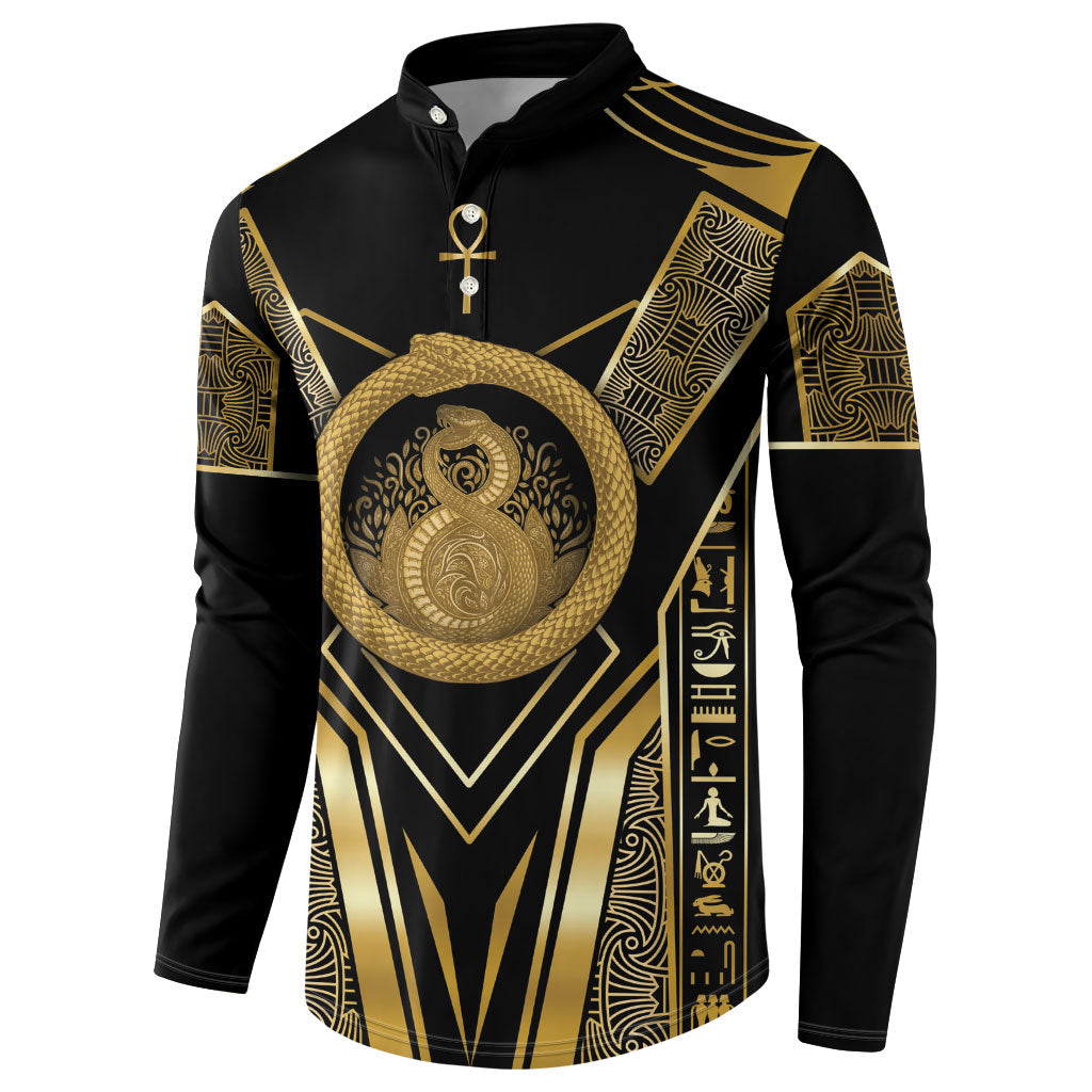 Egypt Ouroboros Button Sweatshirt Ancient Mythology Infinity Serpent Gold