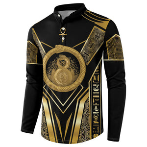 Egypt Ouroboros Button Sweatshirt Ancient Mythology Infinity Serpent Gold