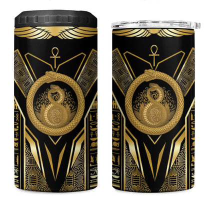 Egypt Ouroboros 4 in 1 Can Cooler Tumbler Ancient Mythology Infinity Serpent Gold