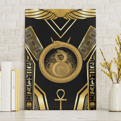 Egypt Ouroboros Canvas Wall Art Ancient Mythology Infinity Serpent Gold