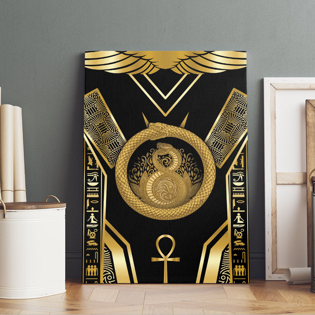 Egypt Ouroboros Canvas Wall Art Ancient Mythology Infinity Serpent Gold