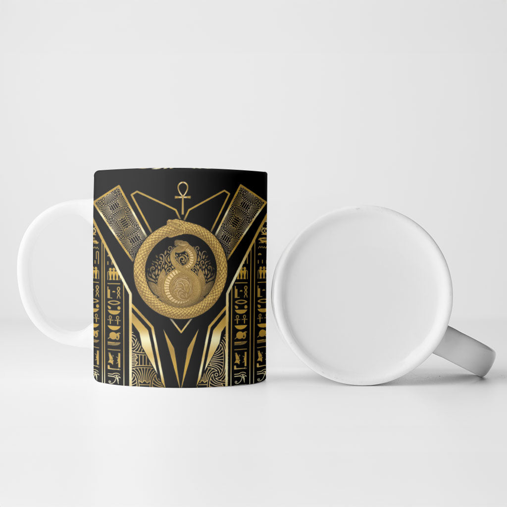 Egypt Ouroboros Ceramic Mug Ancient Mythology Infinity Serpent Gold