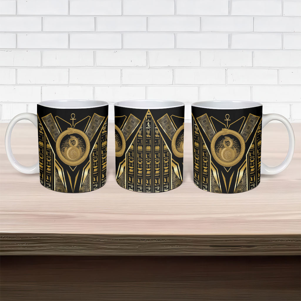 Egypt Ouroboros Ceramic Mug Ancient Mythology Infinity Serpent Gold