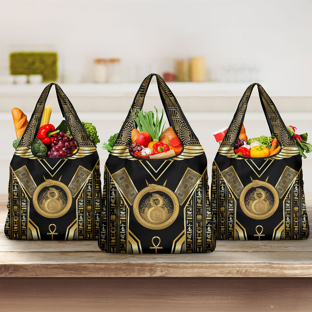Egypt Ouroboros Grocery Bag Ancient Mythology Infinity Serpent Gold