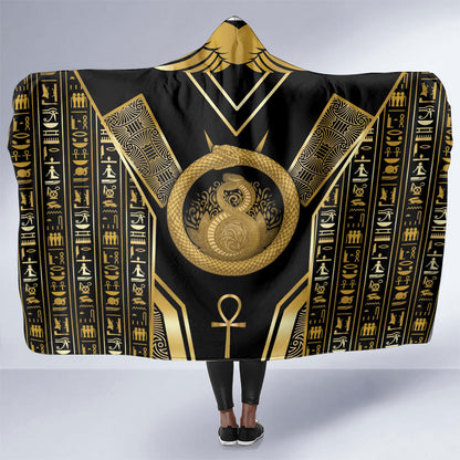 Egypt Ouroboros Hooded Blanket Ancient Mythology Infinity Serpent Gold