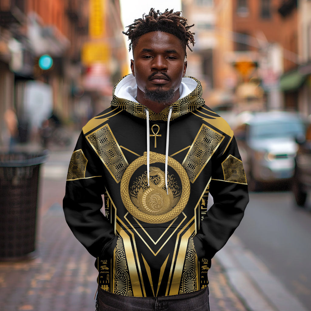 Egypt Ouroboros Hoodie Ancient Mythology Infinity Serpent Gold