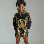 Egypt Ouroboros Hoodie Dress Ancient Mythology Infinity Serpent Gold