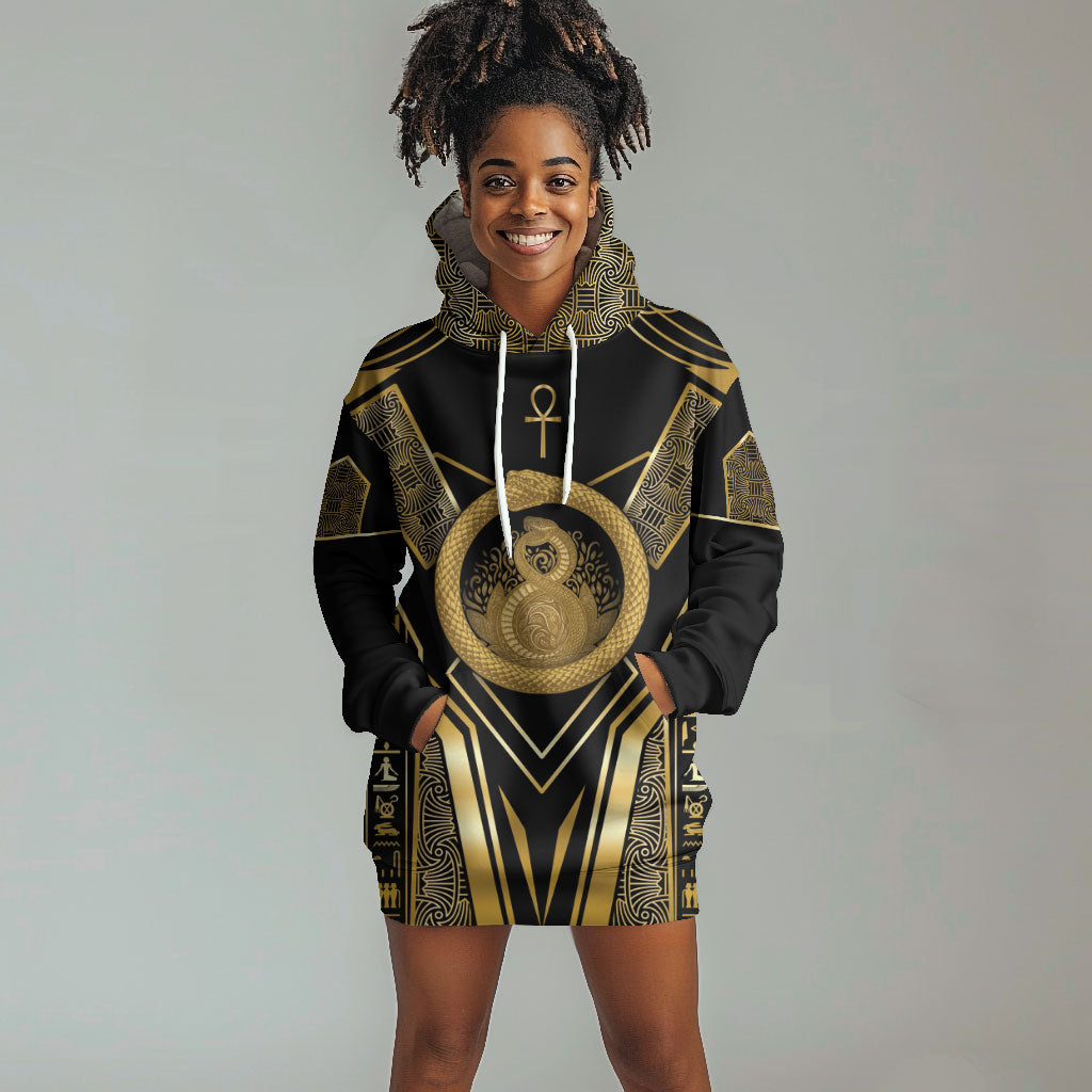 Egypt Ouroboros Hoodie Dress Ancient Mythology Infinity Serpent Gold