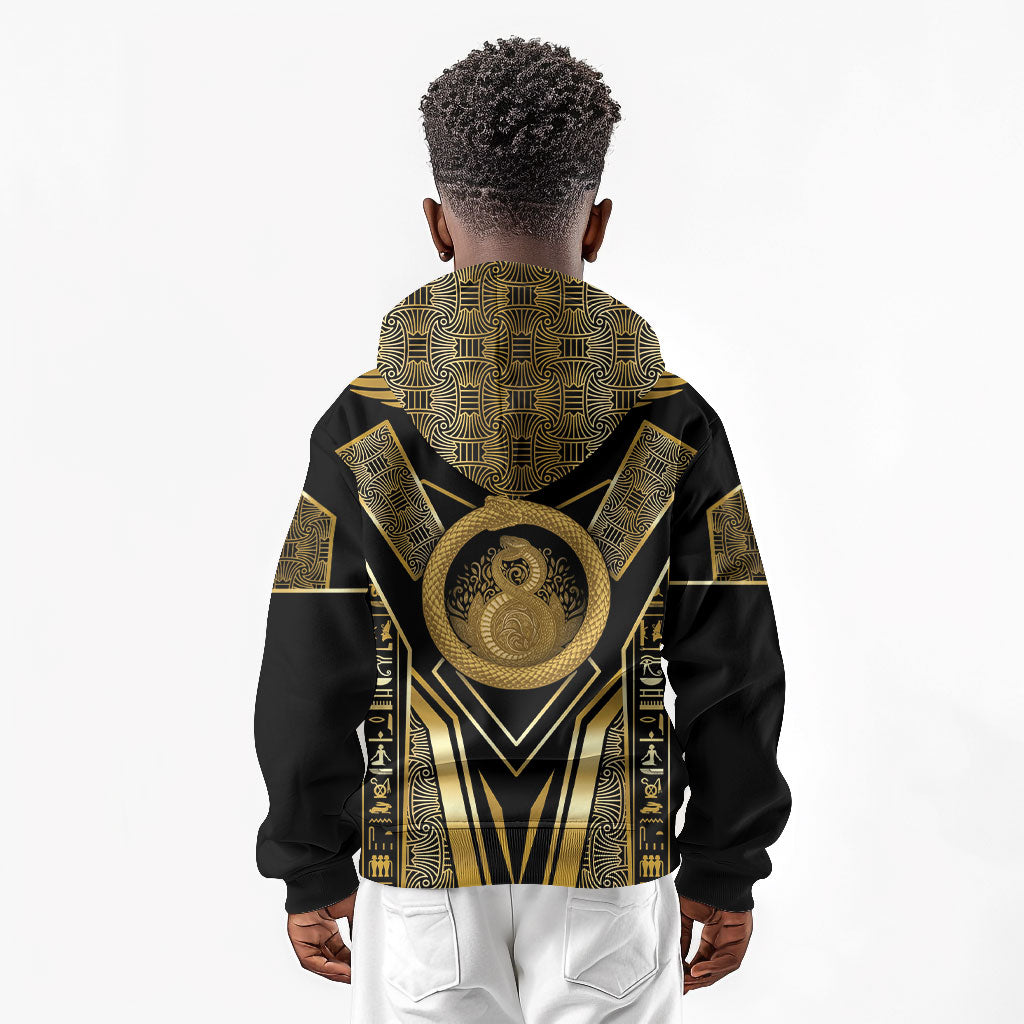 Egypt Ouroboros Kid Hoodie Ancient Mythology Infinity Serpent Gold