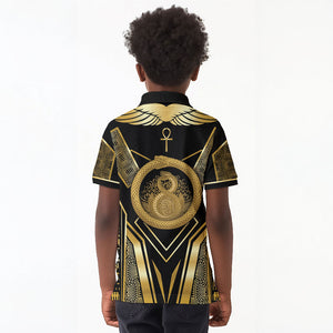 Egypt Ouroboros Kid Polo Shirt Ancient Mythology Infinity Serpent Gold